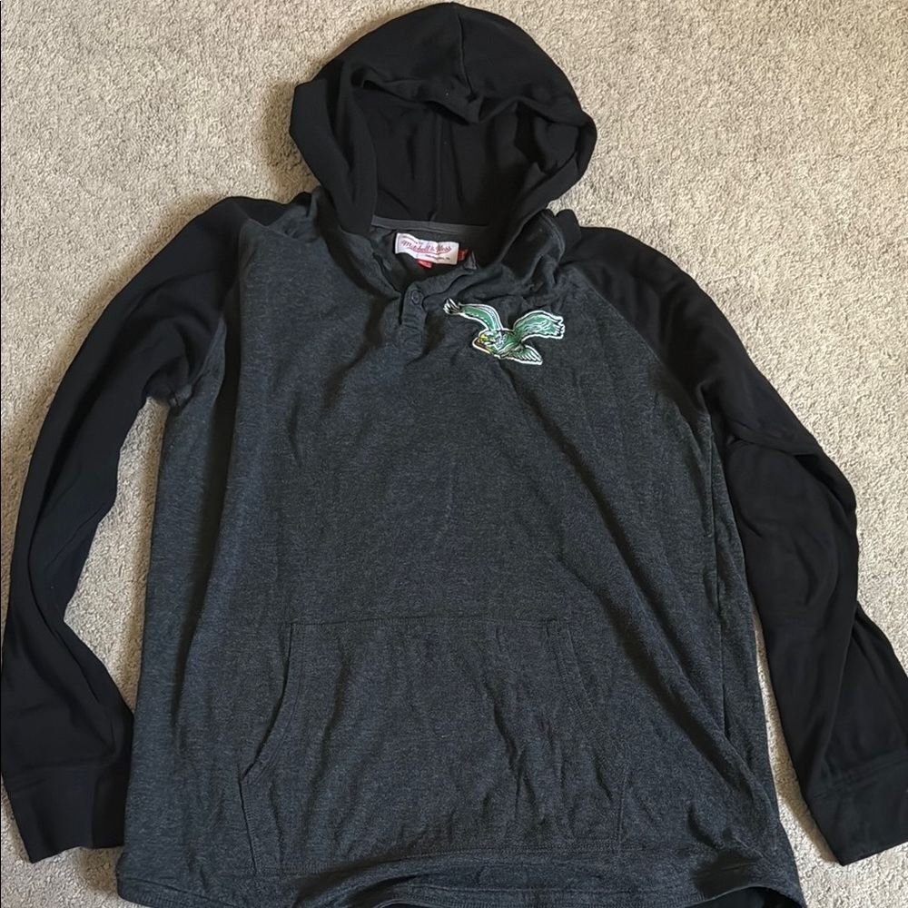 Mitchell & Ness Philadelphia Eagles Black and Gray Hoodie Sweatshirt